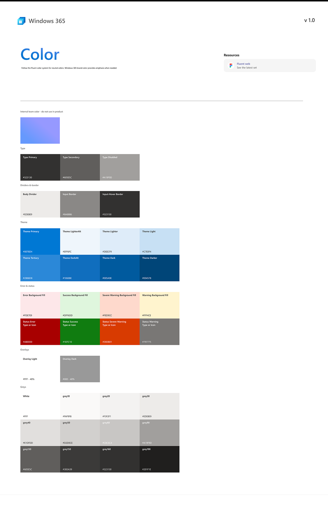 Windows 365 color palette
